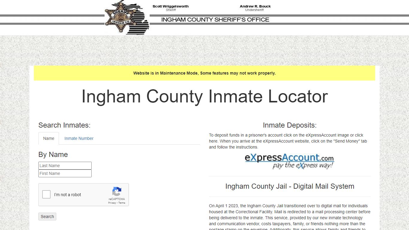 Ingham County Inmate Locator - Home Page